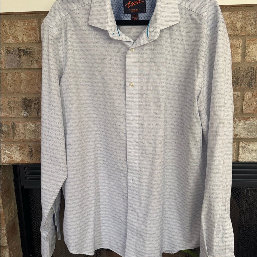 Egara Light Gray Patterned Button Down Shirt - image 1